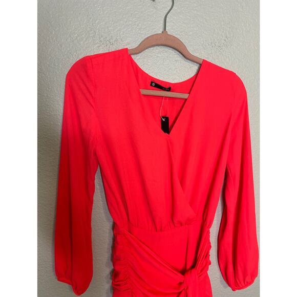 krisa Tie Waist Surplice Mini Dress Desire XS - Picture 5 of 10